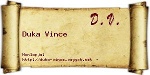 Duka Vince névjegykártya